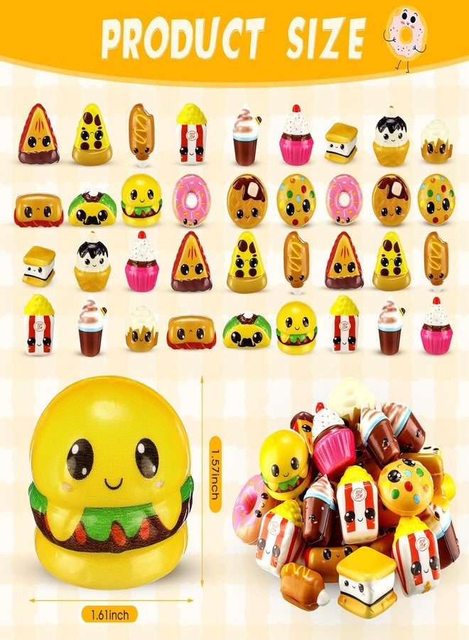 Arrowbash 36 Pcs Mini Slow Rising Toys Fast Food Foam Stress Relief Toys in Hot Dog Cake Bread Smore Pizza Biscuit Donut Food Goodie Bag Fillers for Adults Party Favors - Image 2